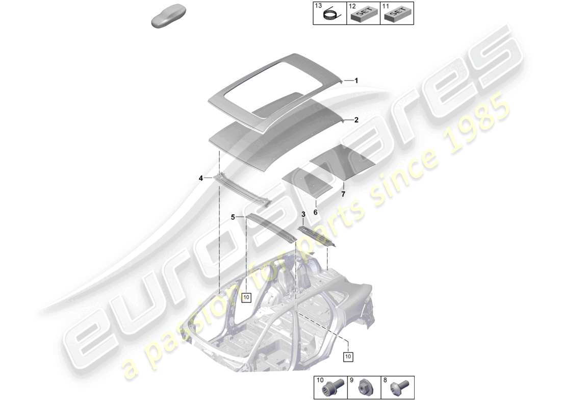 porsche 2026 (cayenne e3 pa) roof cross member part diagram