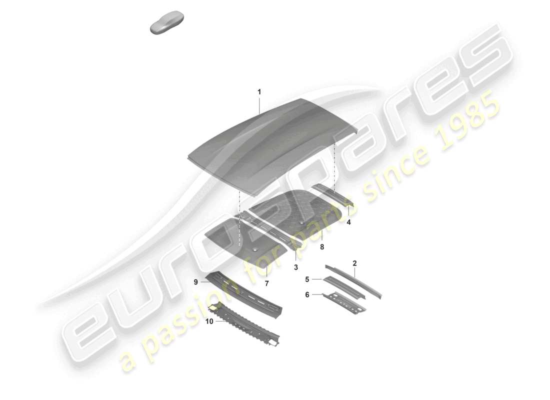 porsche 2020 (taycan 9j1-1) outer roof panel damping part diagram
