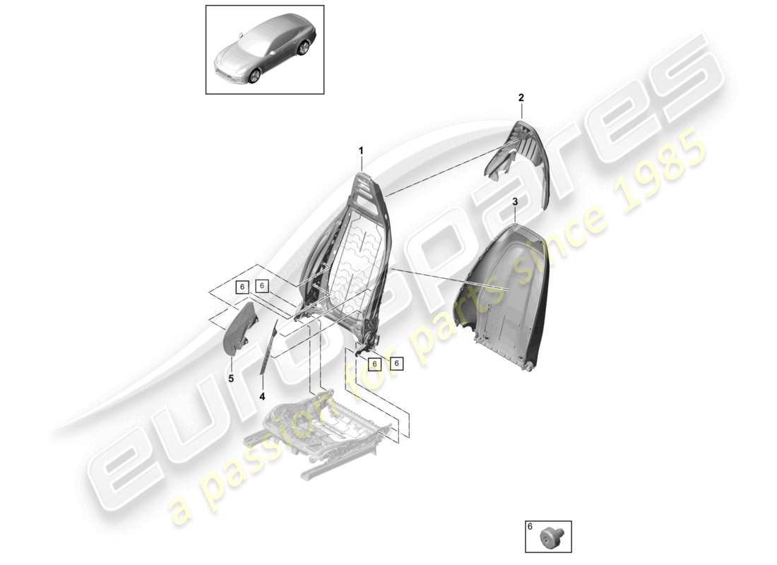 porsche 2021 (panamera 971-1) backrest backrest shell sports seat parts diagram