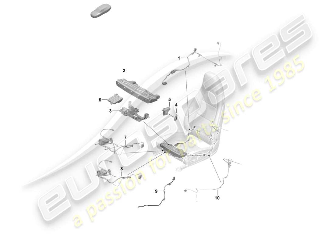 porsche 2021 (718 boxster spyder) wiring looms switch control unit electric motor sports seat part diagram