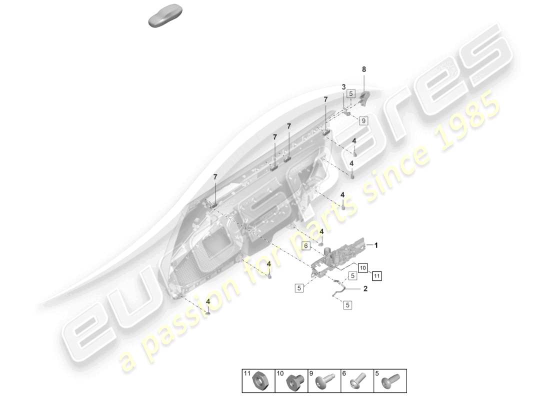 porsche 2025 (992-2 gt3/rs/st) door panel fasteners accessories part diagram