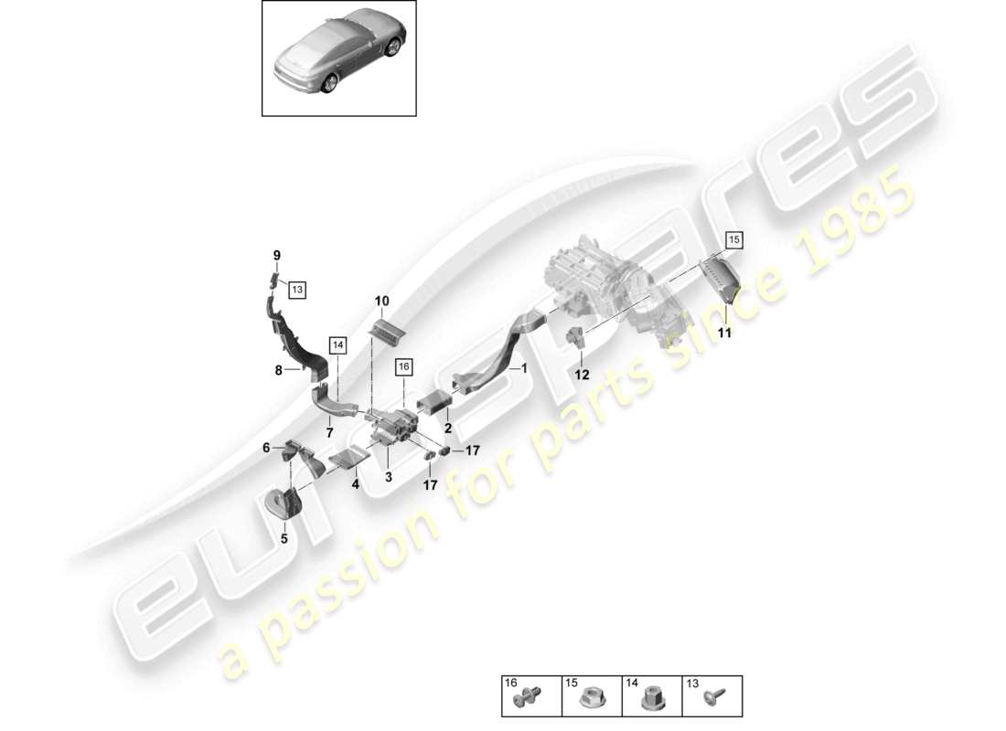porsche 2021 (panamera 971-1) air guide air conditioning parts diagram