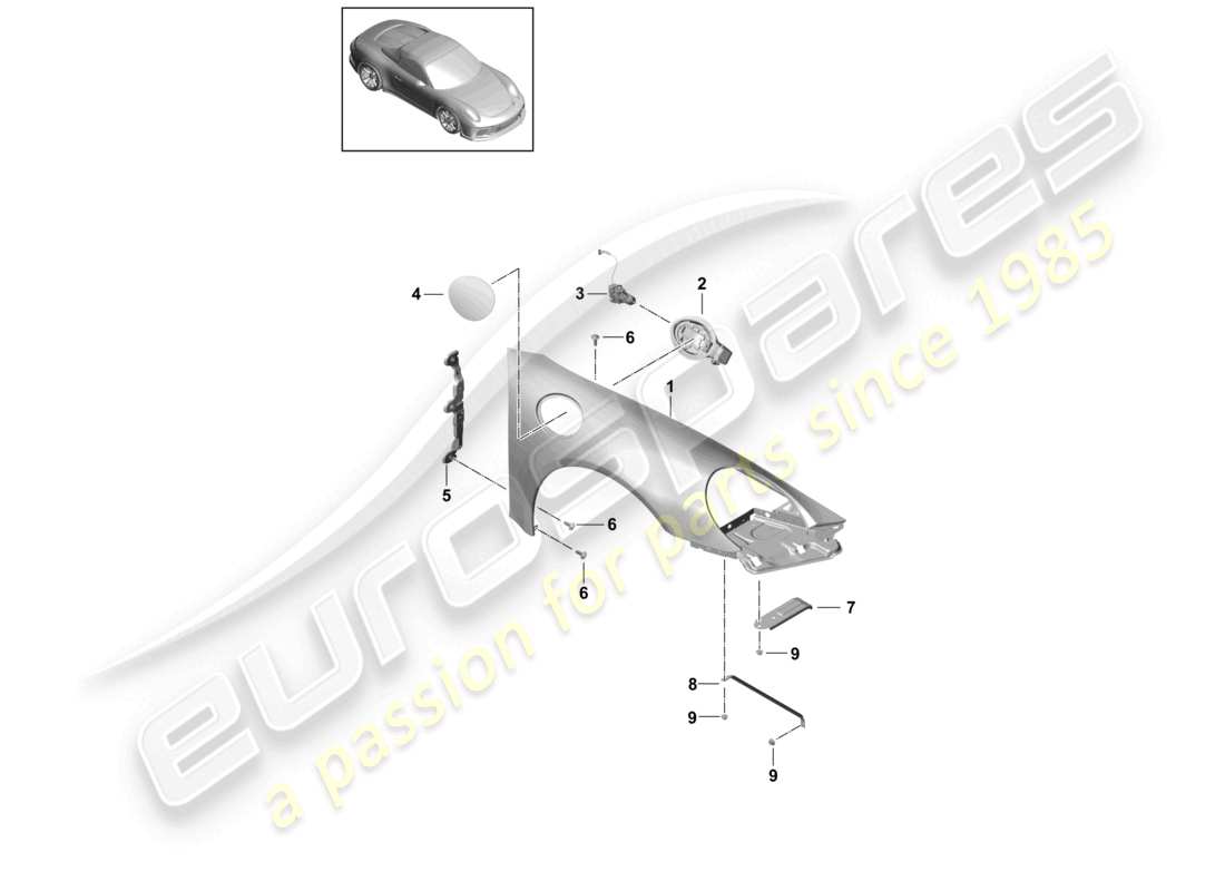 porsche 2021 (991-2 r/gt3/rs) wing part diagram