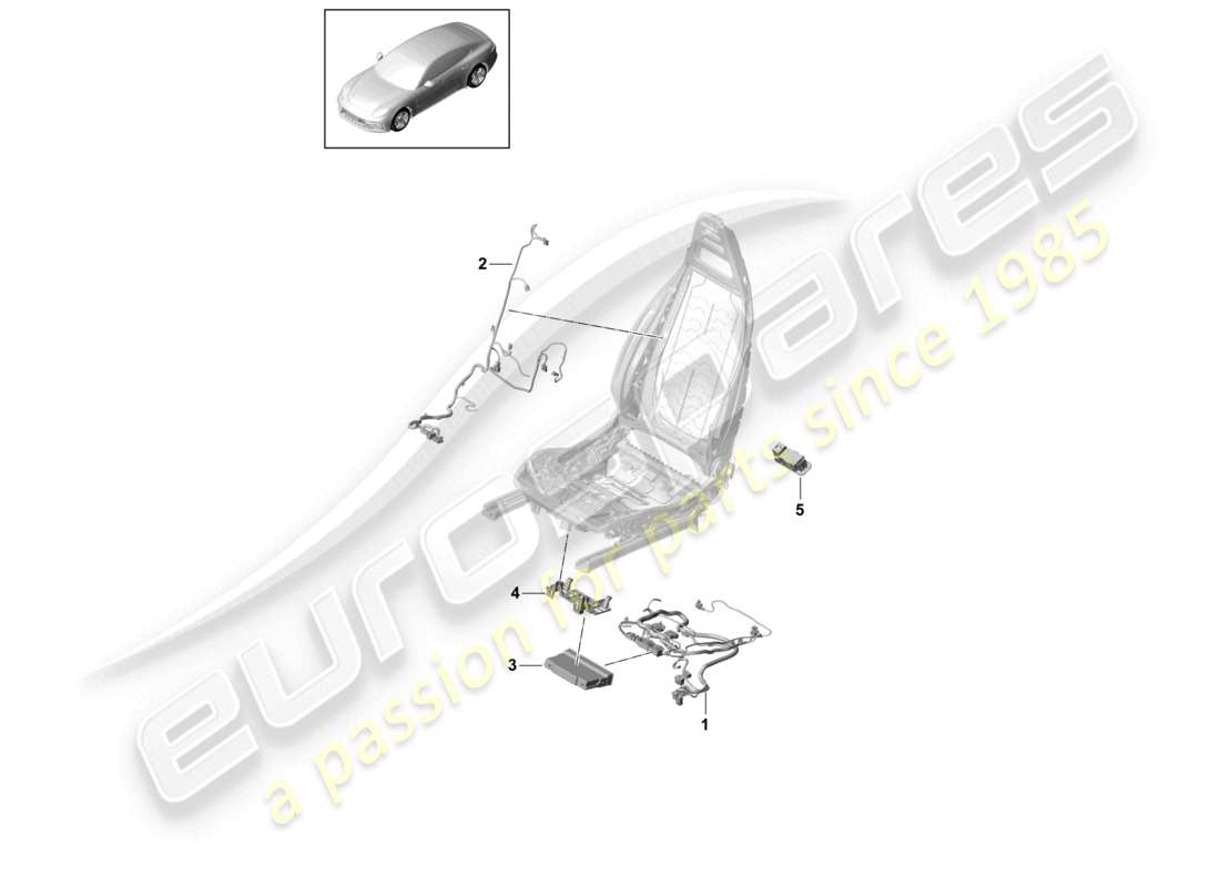 porsche 2021 (panamera 971-1) wiring looms seat backrest sports seat airbag lumbar part diagram