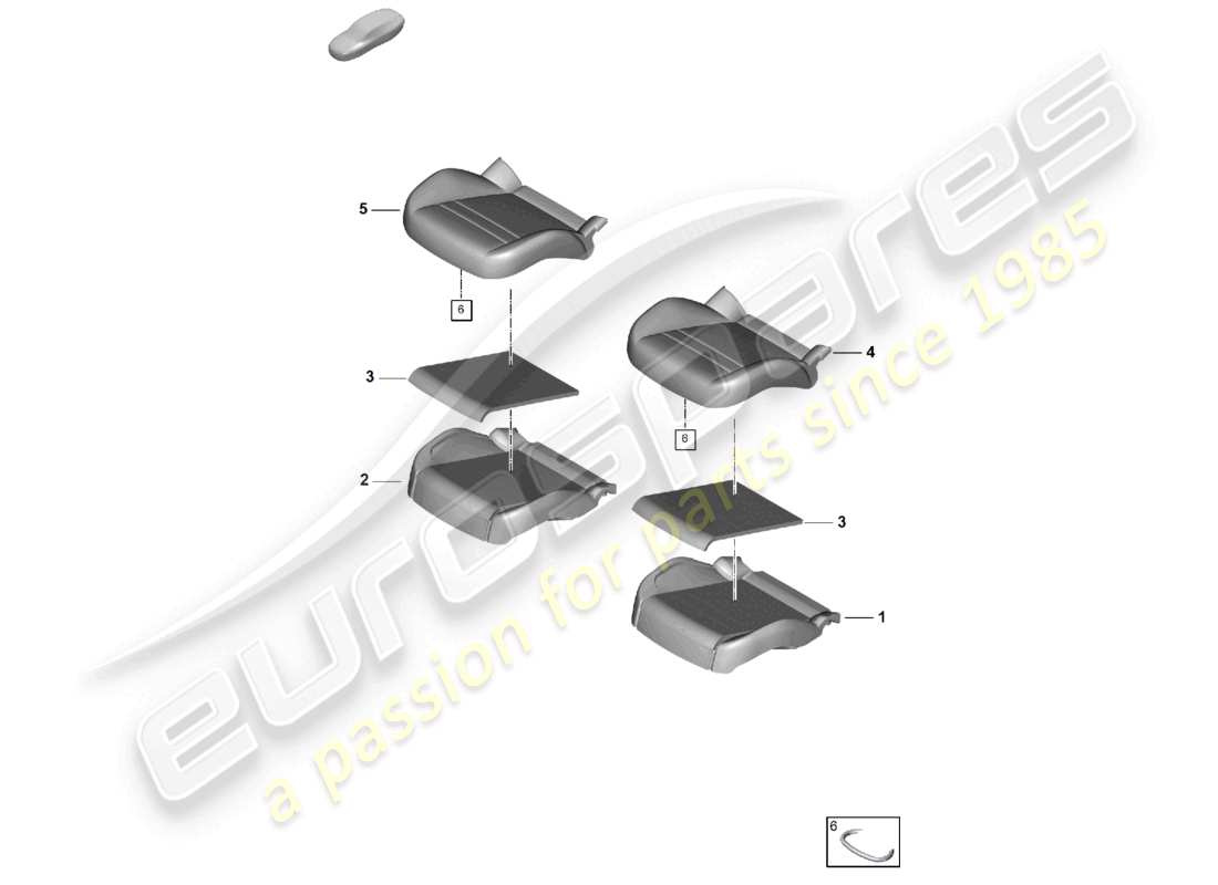 porsche 2026 (cayenne e3 pa) foam part seat cushion standard seat part diagram