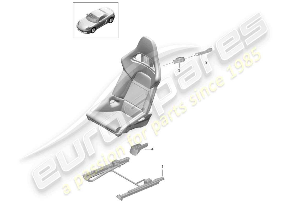 porsche 2021 (718 boxster) bucket seat folding (complete) no longer available part diagram