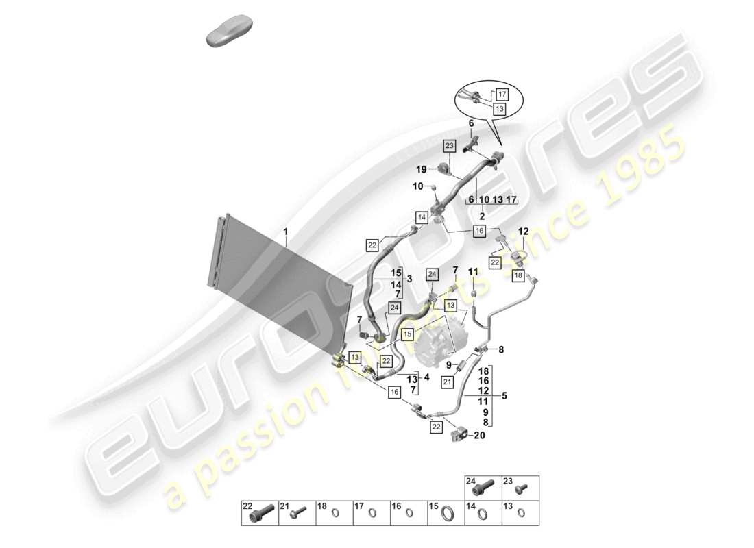 porsche 2023 (panamera 971-2) heating, air cond. system v8 4,0l bt for vehicles with hybrid drive refrigerant circuit r1234yf coolant part diagram