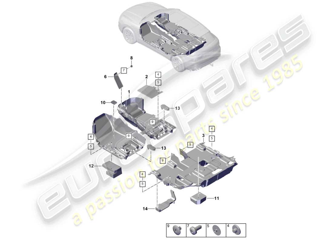 porsche 2024 (cayenne e3 pa) flooring part diagram