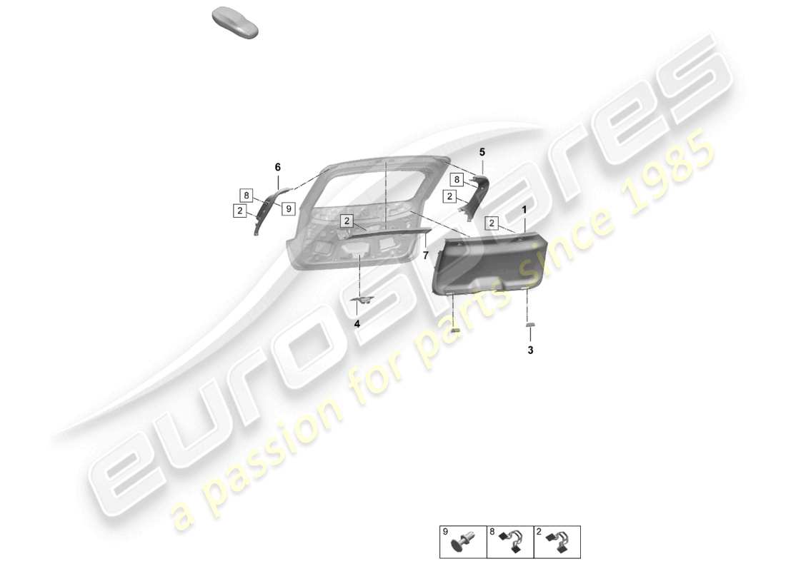 porsche 2026 (macan-e) rear lid trim panel rear part diagram
