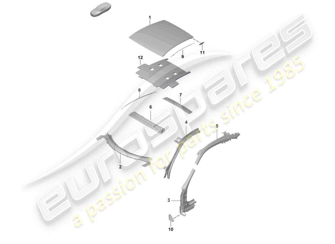 porsche 2026 (992-2 gt3/rs/st) roof a-pillar part diagram