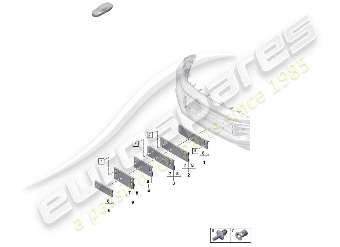 porsche 2026 (cayenne e3 pa) licence plate holder part diagram