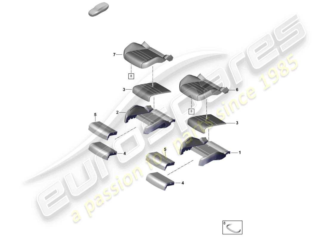 porsche 2023 (cayenne e3 pa) foam part seat cushion sports seat part diagram