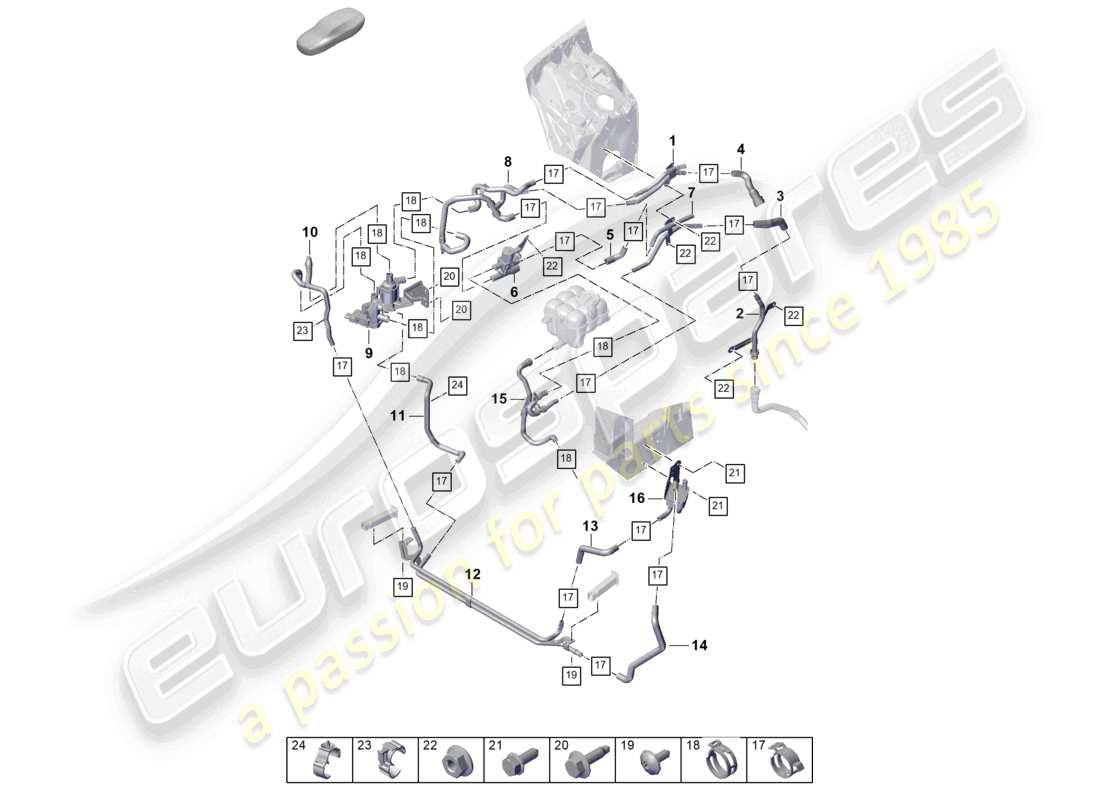 porsche 2025 (cayenne e3 pa) heater front high-temperature circuit for vehicles with hybrid drive part diagram