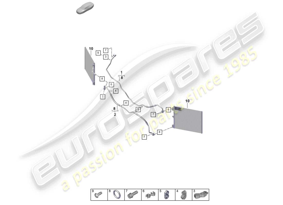 porsche 2025 (992-2 gt3) air conditioning front refrigerant line wheel housing part diagram
