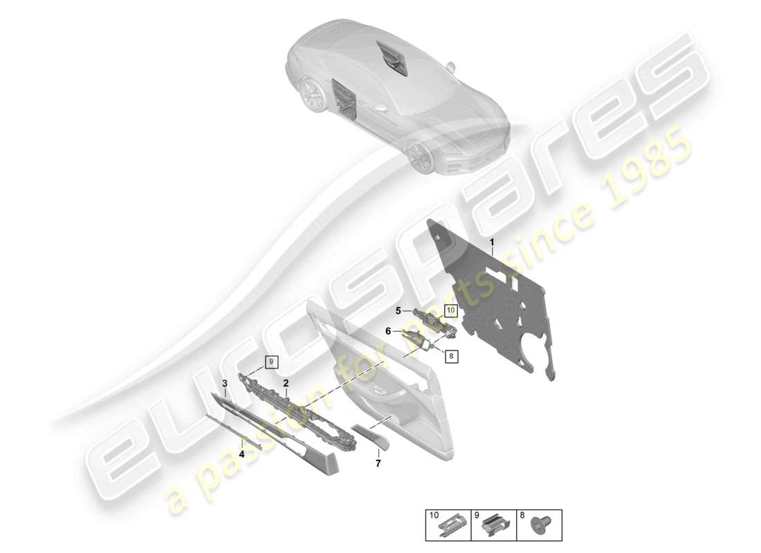 porsche 2025 (panamera 976) door panel rear doors accessories part diagram