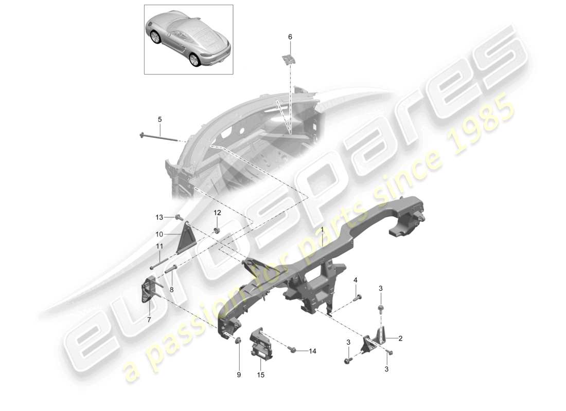 porsche 2022 (718 cayman) retaining frame dashboard part diagram