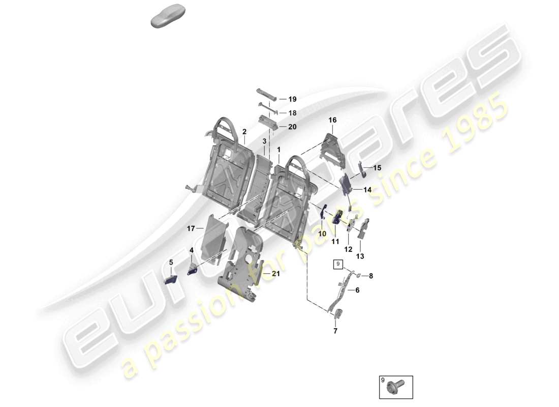 porsche 2026 (panamera 976) backrest frame comfort seat part diagram