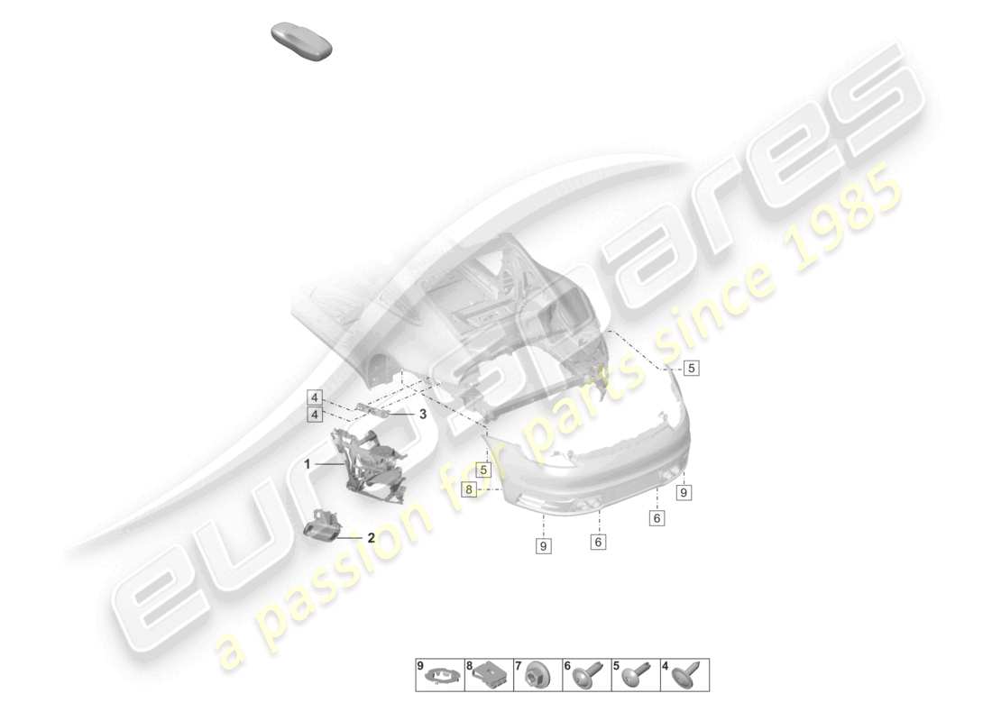 porsche 2021 (992-1) bumper rear fasteners sport design package parts diagram