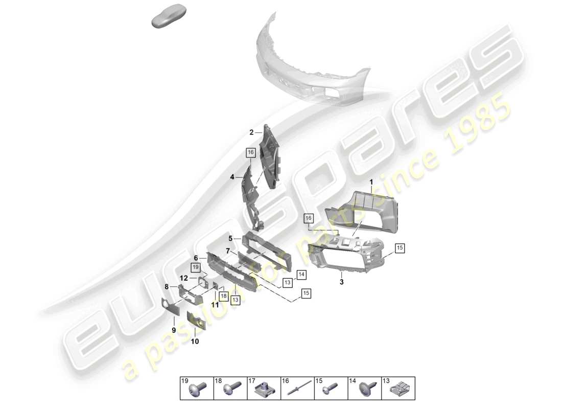 porsche 2024 (992-2) bumper front air guide and individual parts aerokit part diagram
