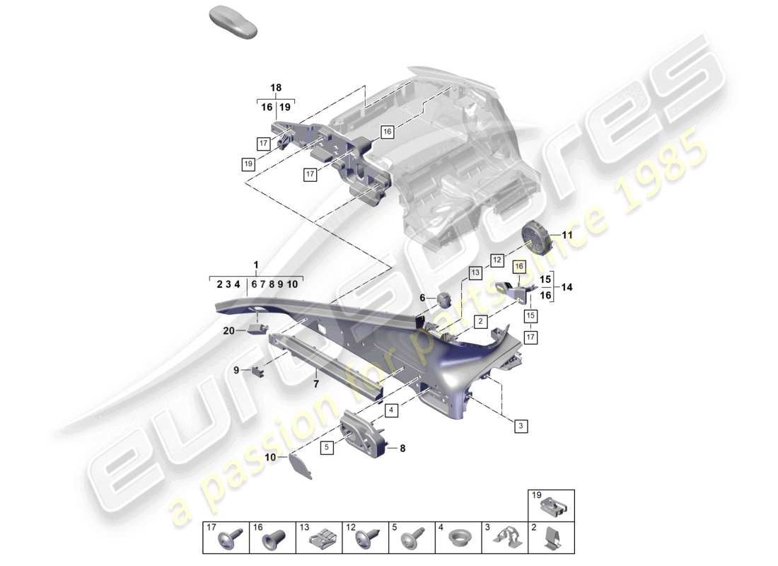 porsche 2026 (panamera 976) d-pillar trim luggage compartment part diagram