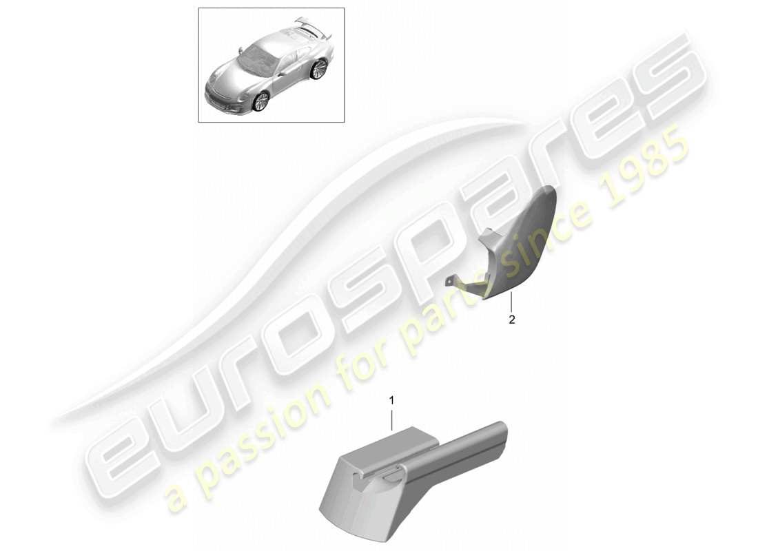 porsche 2021 (991-2 r/gt3/rs) sports seat plus (complete) no longer available trim cover for guide rail seat front part diagram