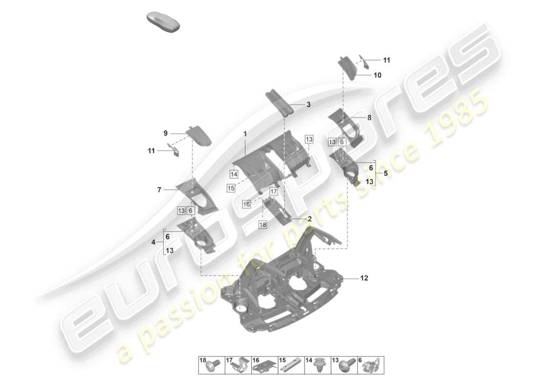 porsche 2025 (992-2 gt3/rs/st) tailgate/boot lid part diagram