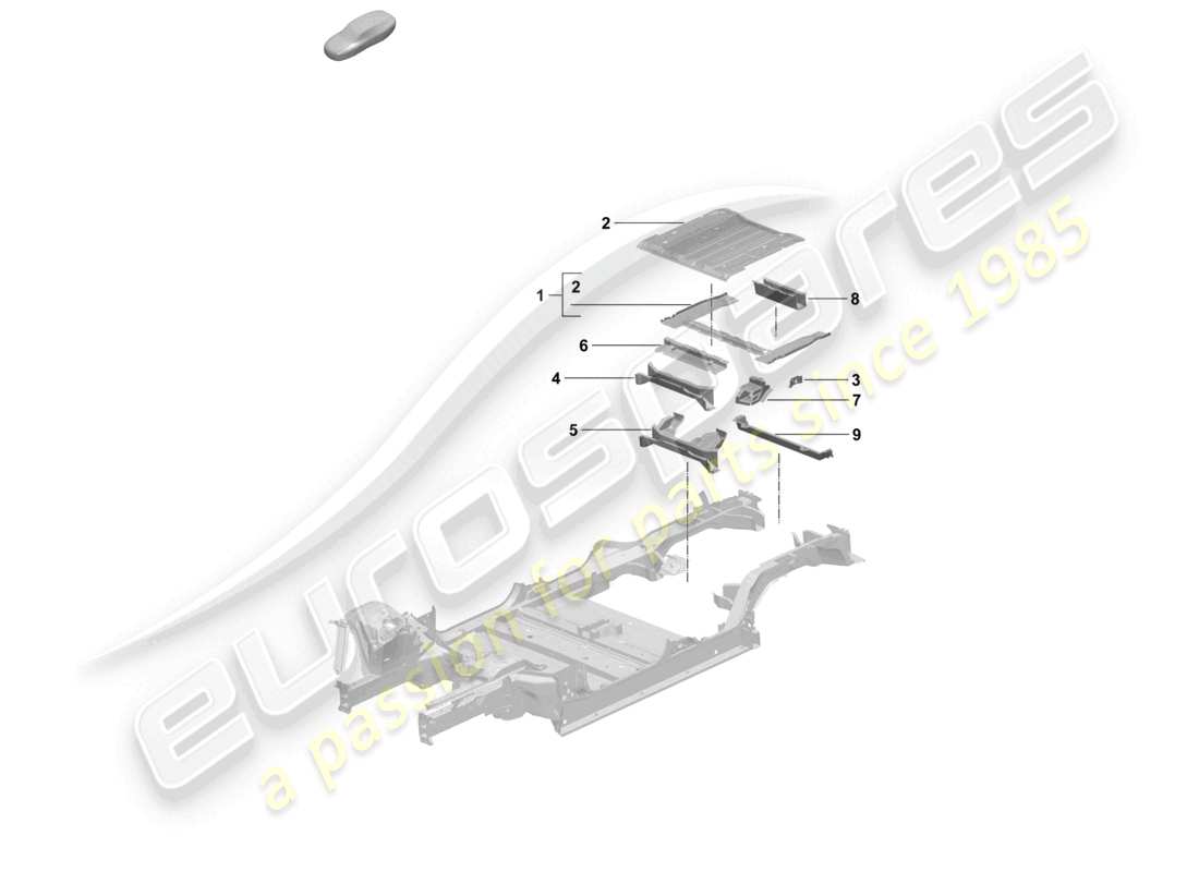 porsche 2025 (macan-e) bottom plate luggage compartment floor cross member part diagram
