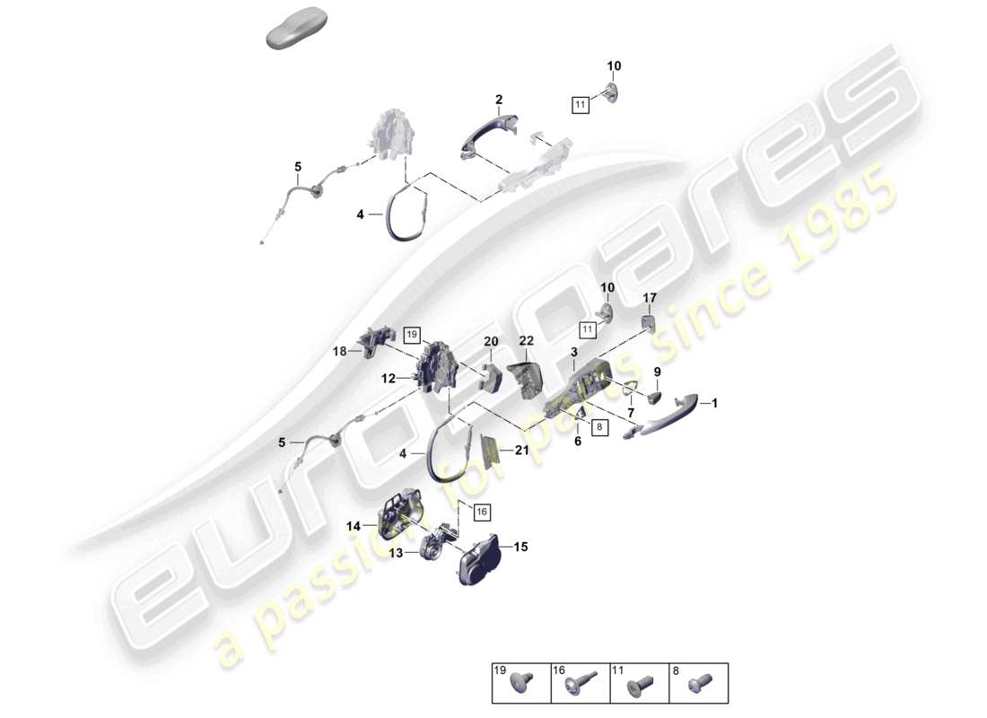 porsche 2026 (panamera 976) door handle, exterior rear door lock part diagram