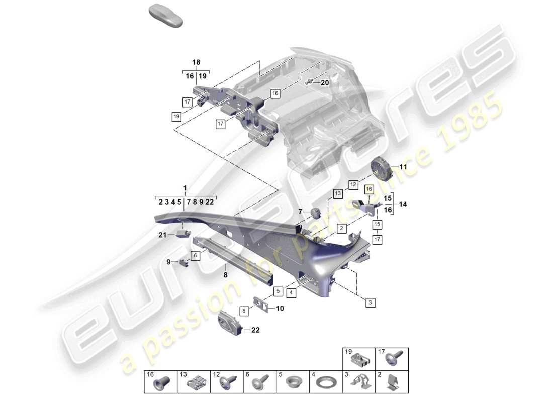 porsche 2025 (panamera 976) d-pillar trim luggage compartment part diagram