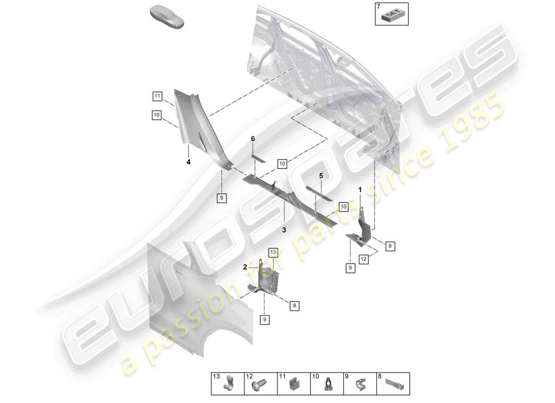 porsche 2023 (cayenne e3 pa) sill trim strip trim part diagram