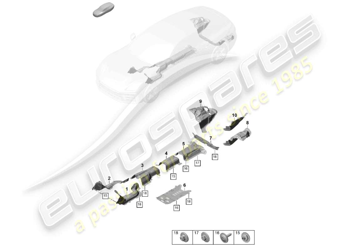 porsche 2024 (panamera 976) trim heat insulation underbody part diagram