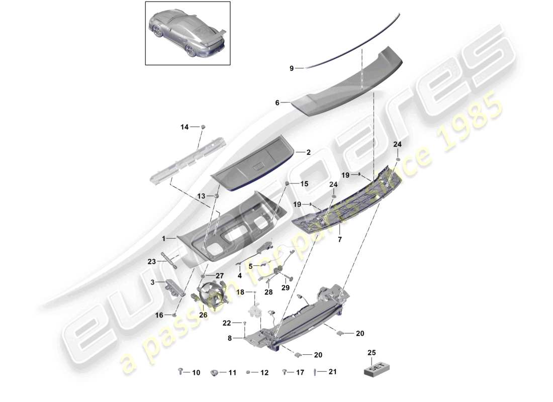 porsche 2021 (991-2 r/gt3/rs) cover rear part diagram