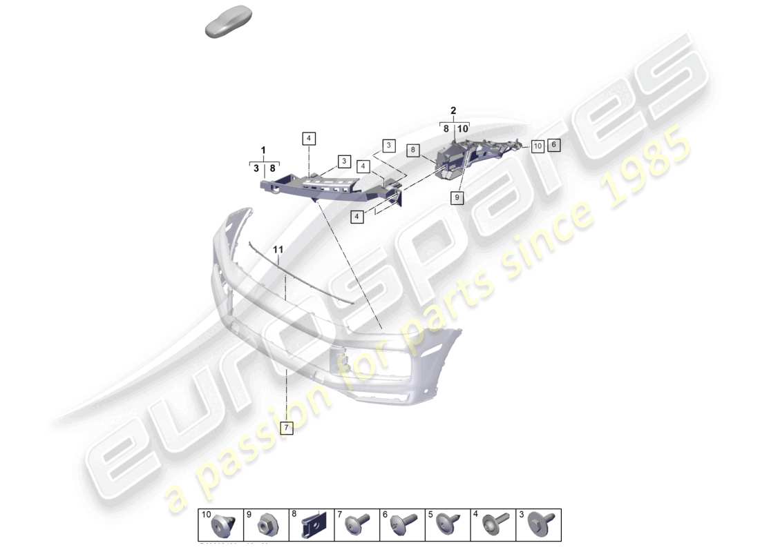 porsche 2026 (cayenne e3 pa) fasteners front bumper part diagram