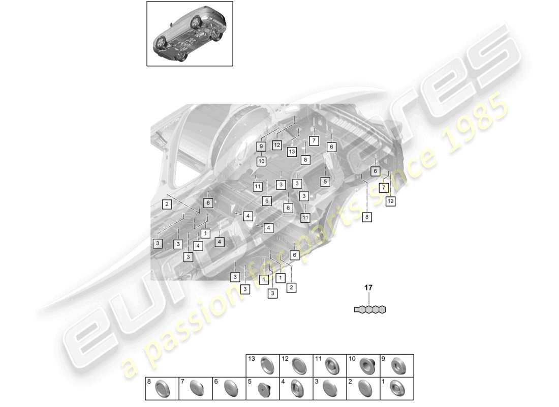porsche 2024 (cayenne e3 pa) bungs rear underbody part diagram