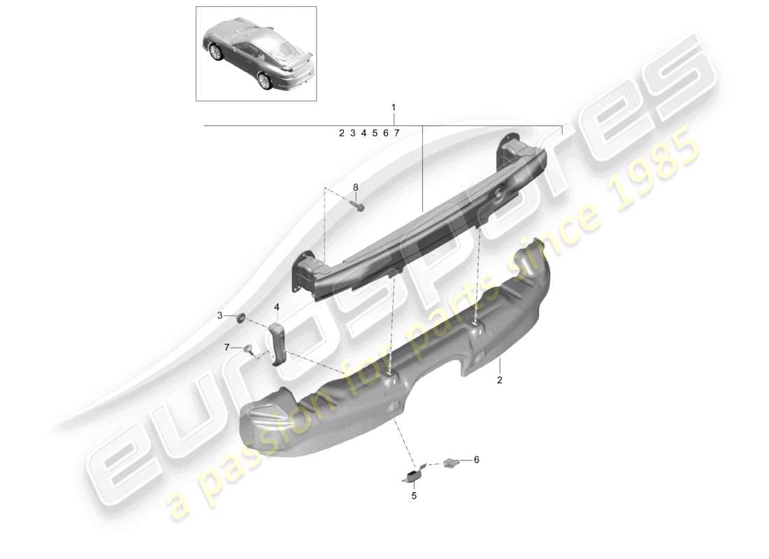 porsche 2021 (991-2 r/gt3/rs) bumper carrier rear d >>- mj 2017 part diagram