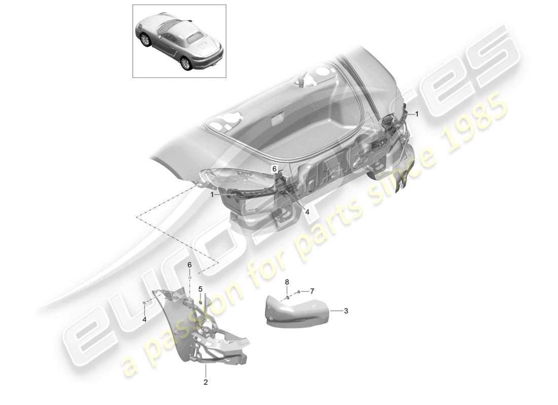 porsche 2023 (718 boxster) fasteners rear bumper part diagram