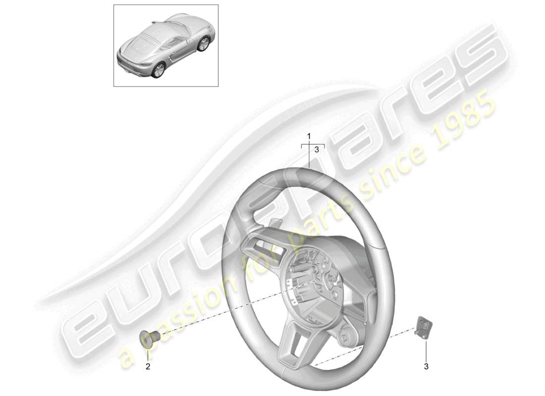 porsche 2021 (718 cayman) steering wheel - pdk - part diagram