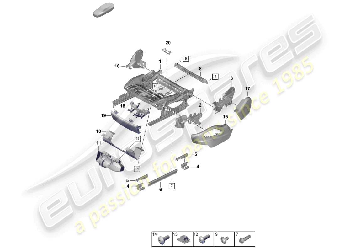 porsche 2024 (cayenne e3 pa) seat frame comfort seat part diagram