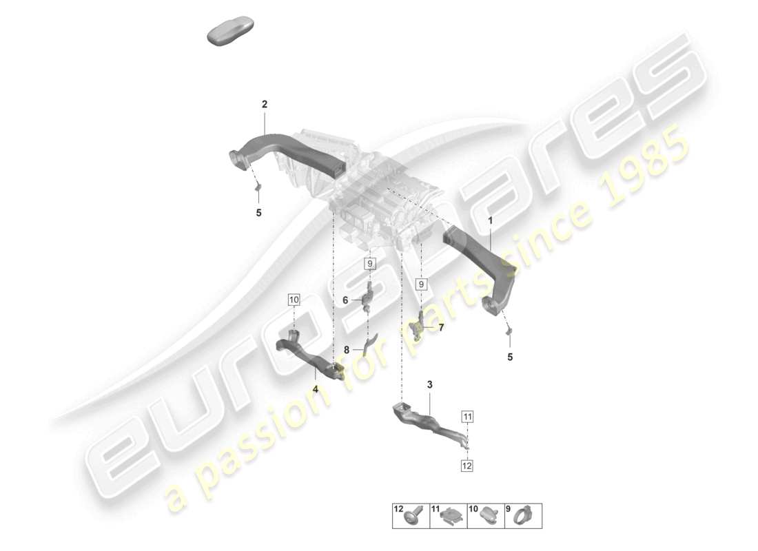 porsche 2024 (panamera 976) heating, air cond. system air guide dashboard part diagram