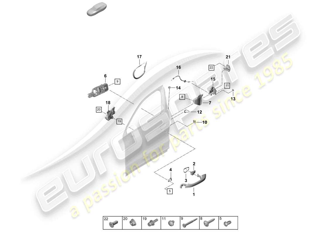 porsche 2024 (cayenne e3 pa) door handle, exterior front door lock coupe part diagram