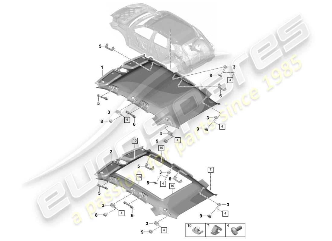 porsche 2025 (cayenne e3 pa) roof trim and accessories part diagram