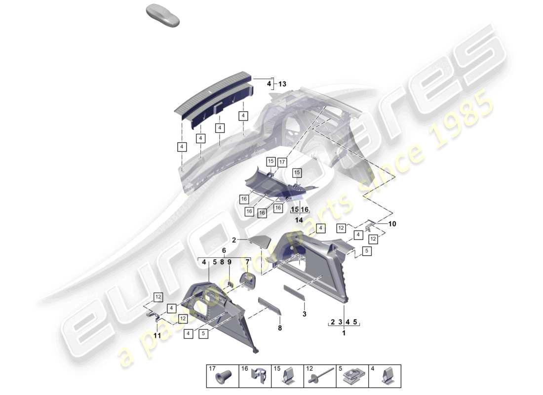 porsche 2023 (cayenne e3 pa) luggage compartment trim side d-pillar trim part diagram