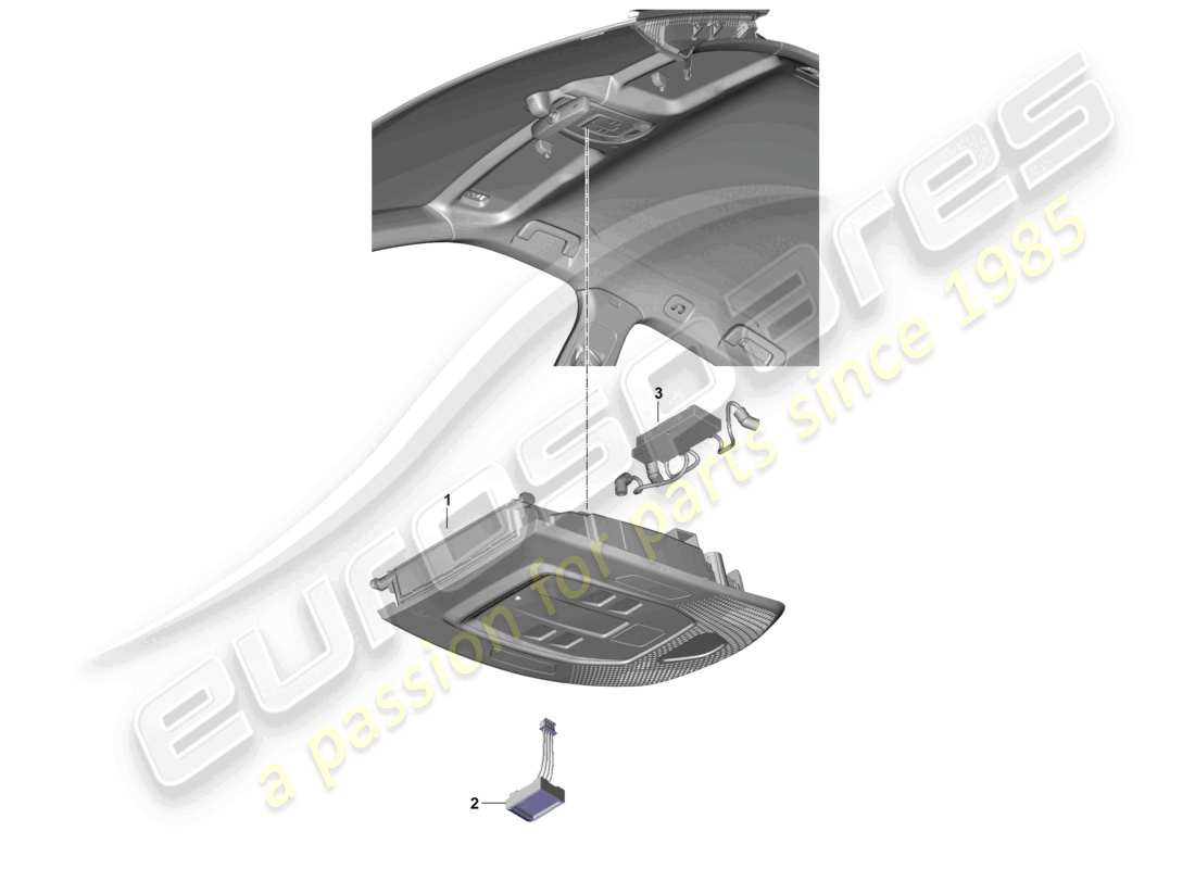 porsche 2023 (cayenne e3 pa) console front roof microphone part diagram