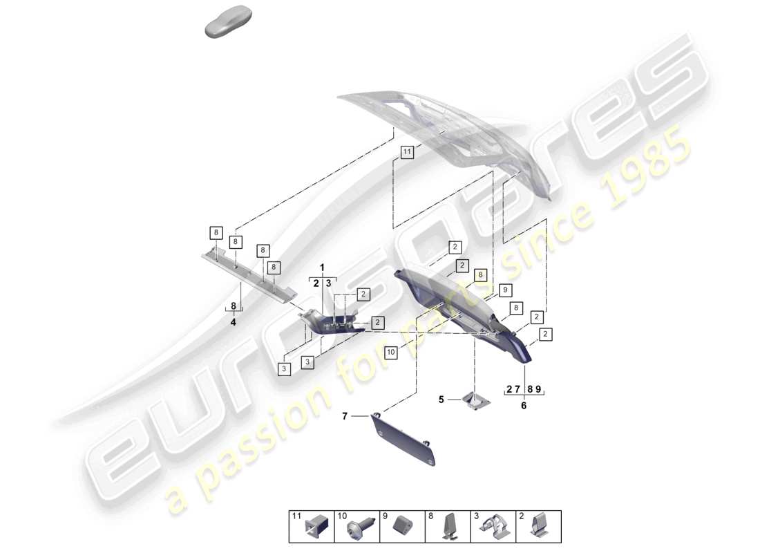 porsche 2025 (cayenne e3 pa) rear lid trim panel part diagram