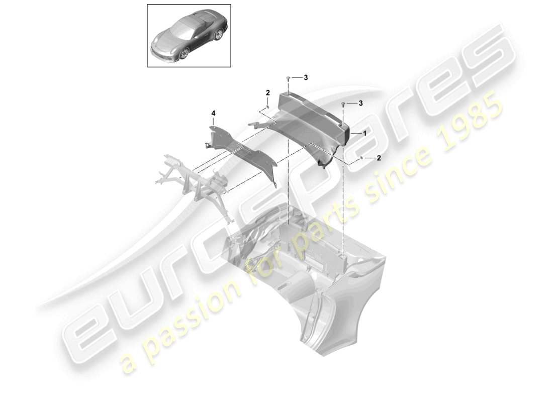 porsche 2021 (991-2 r/gt3/rs) tray convertible top part diagram