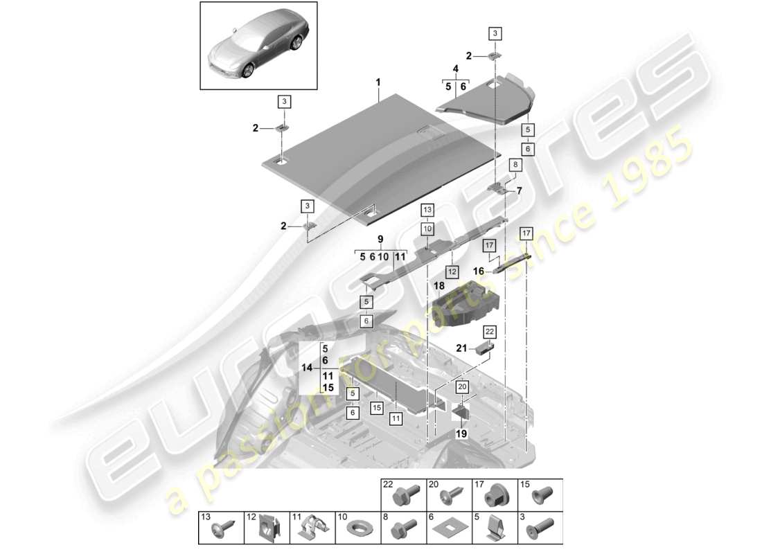 porsche 2021 (panamera 971-1) luggage boot trims floor plates part diagram