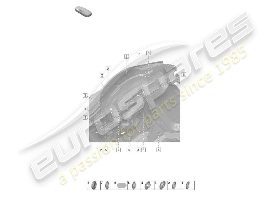 porsche 2020 (992-1 turbo / s) plugs for body rear, outer car body wheel housing part diagram
