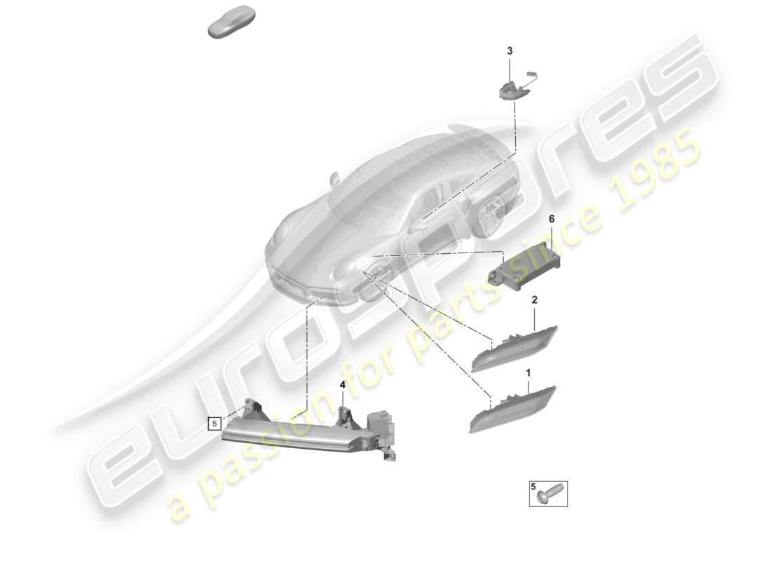porsche 2023 (992-1 turbo / s) turn signal repeater side marker light control unit for day driving light part diagram