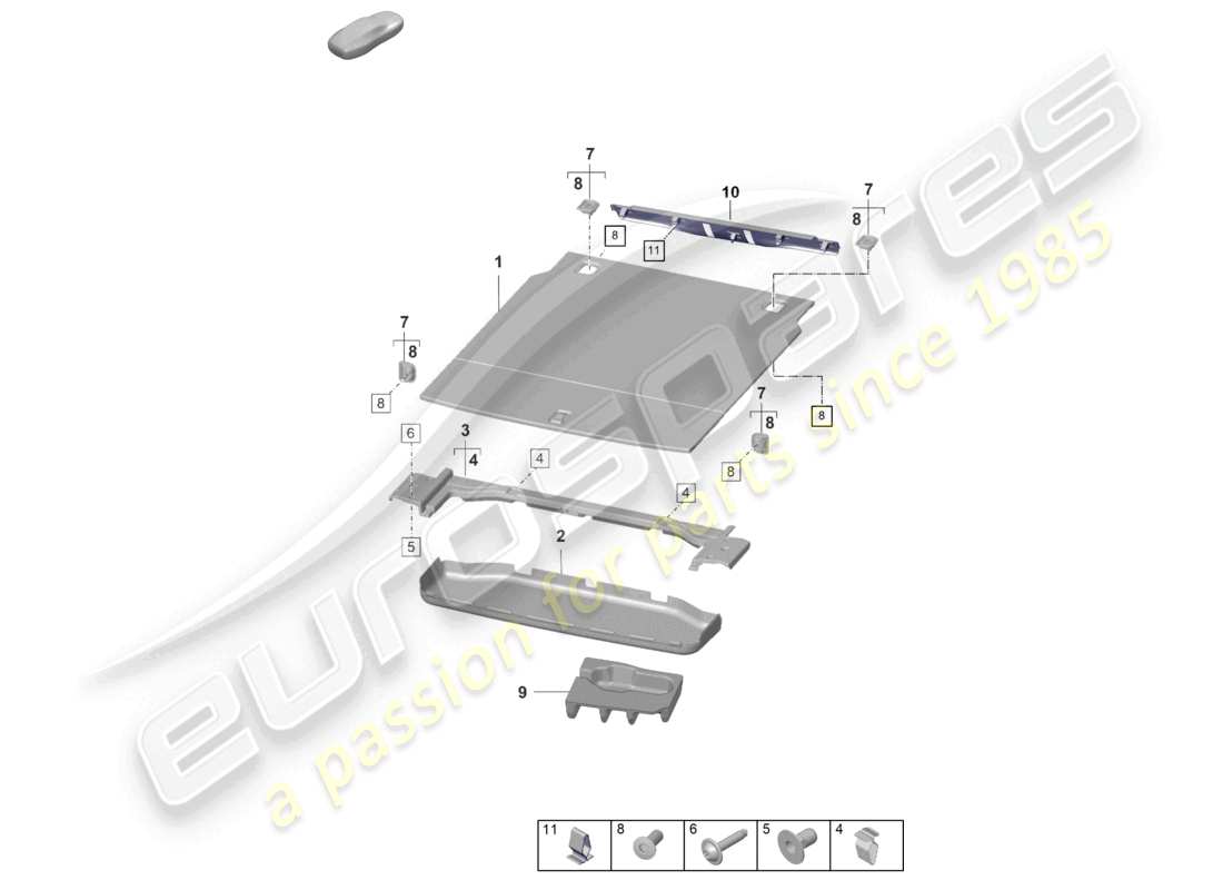 porsche 2020 (taycan 9j1-1) luggage compartment trim lower luggage compartment floor part diagram