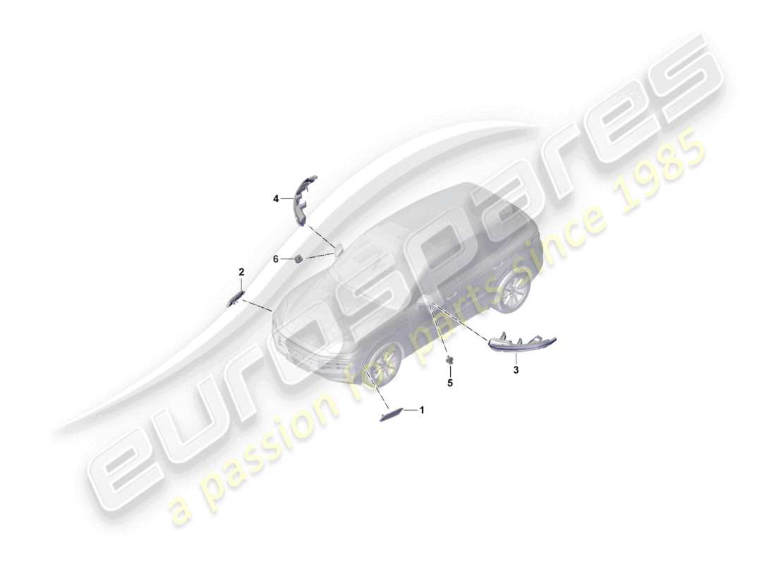 porsche 2026 (cayenne e3 pa) side marker light turn signal repeater part diagram